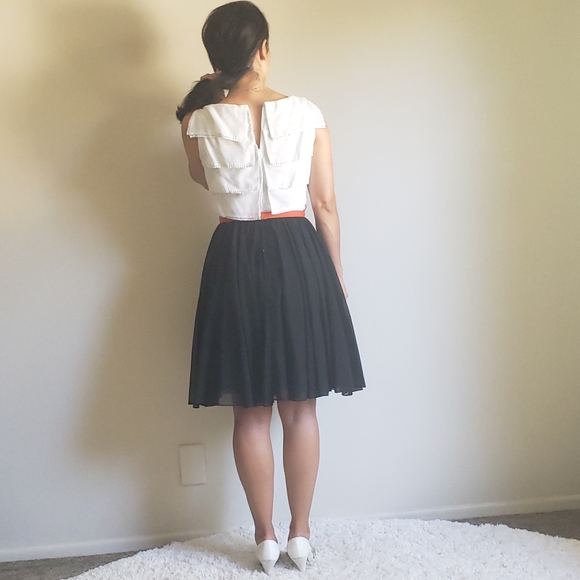 1950s 1960s Vintage Miss Elliotte California Black & White Dress Tiered Bodice - Picture 5 of 13